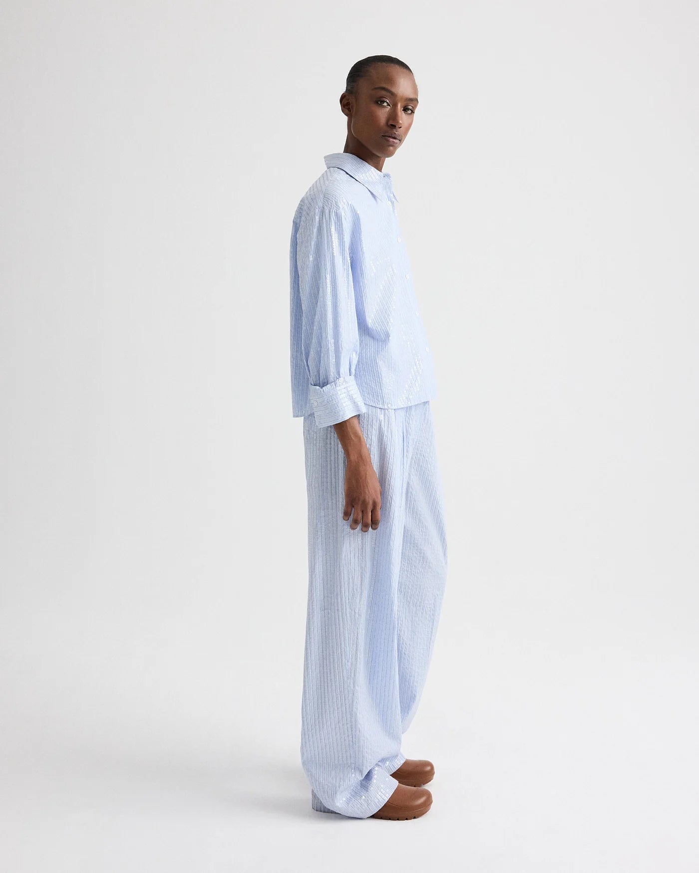 TWP J.D. Shirt in Micro Triple Stripe