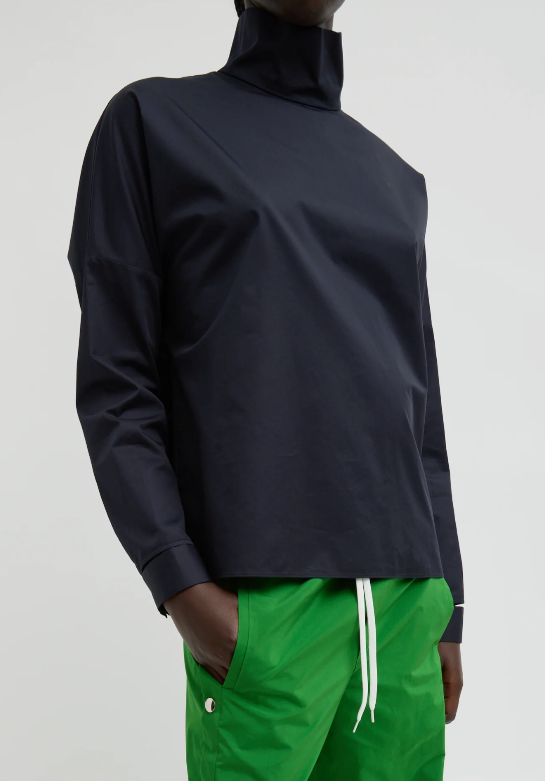 Tibi Eco Poplin Funnelneck Dolman Top