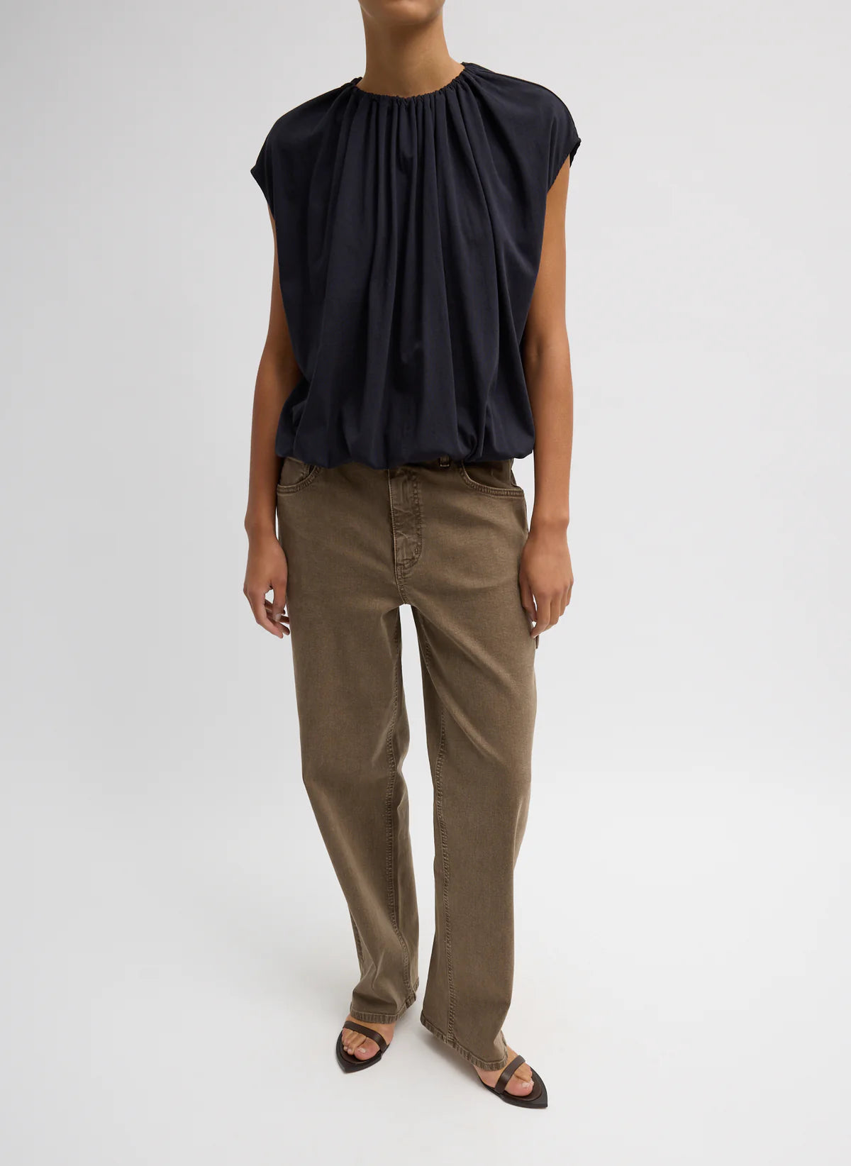 Tibi Shirred Circular Tshirt Top