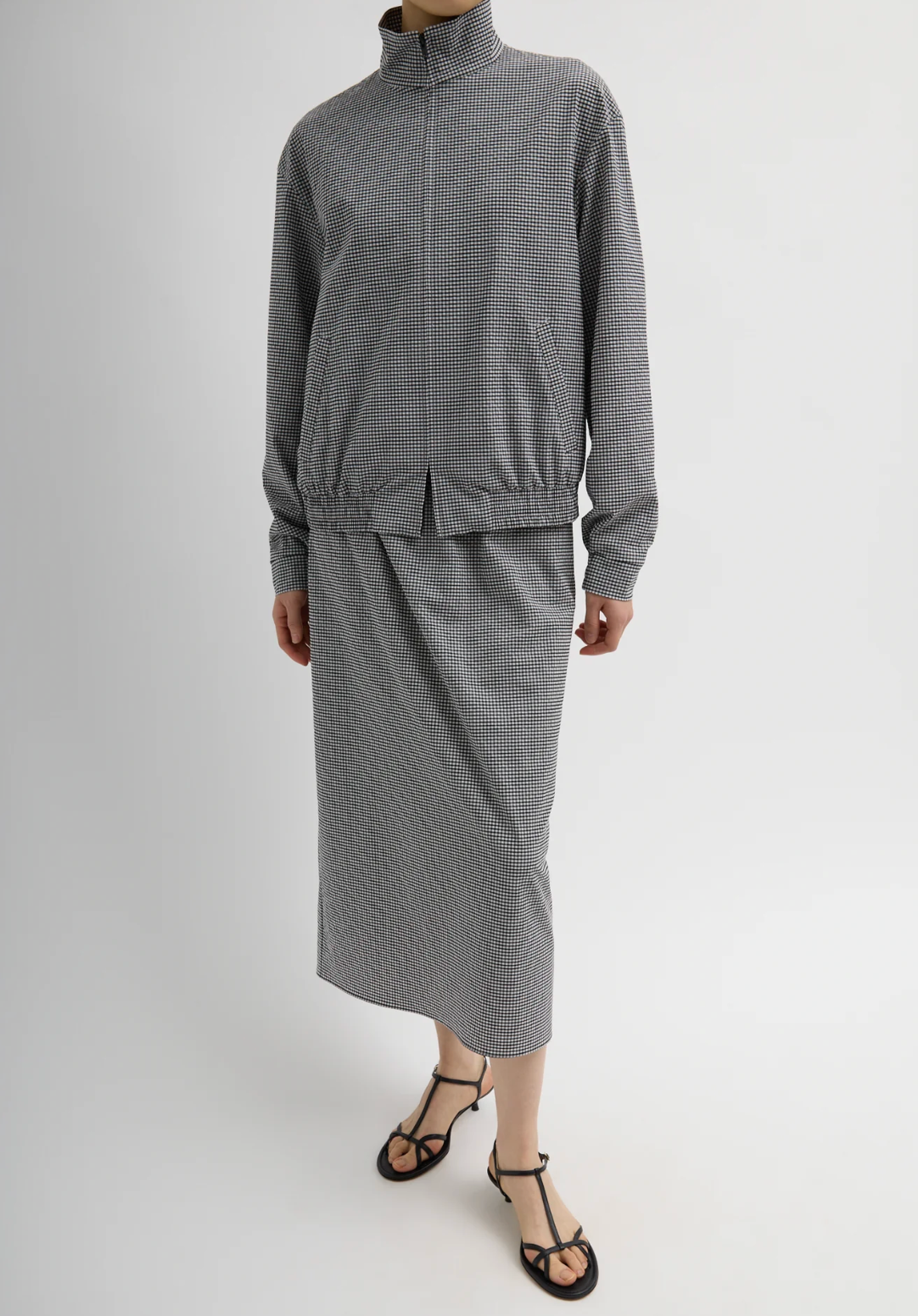 Tibi Tech Gingham Track Jacket