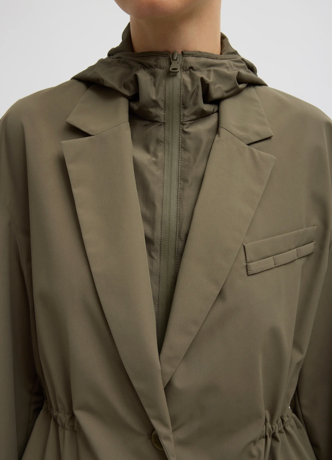 Tibi Tech Suiting Anorak Blazer With Zip Off