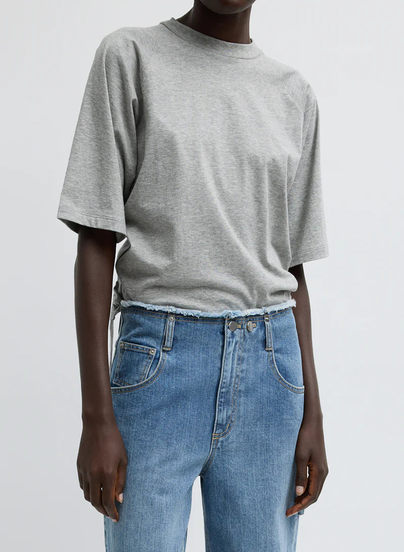 Tibi TShirting Short Sleeve Top with Shirred