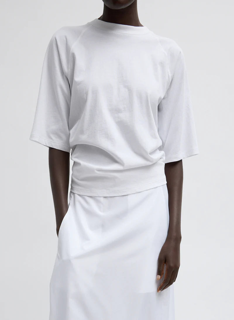 Tibi TShirting Short Sleeve Top with Shirred