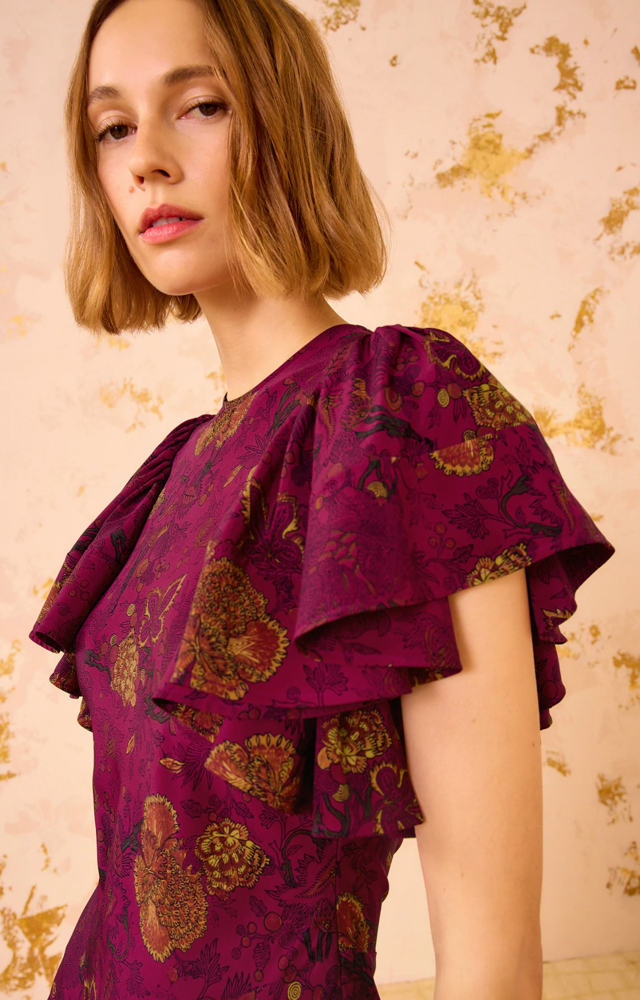 Ulla Johnson Mariam Silk Flutter Sleeve Dress