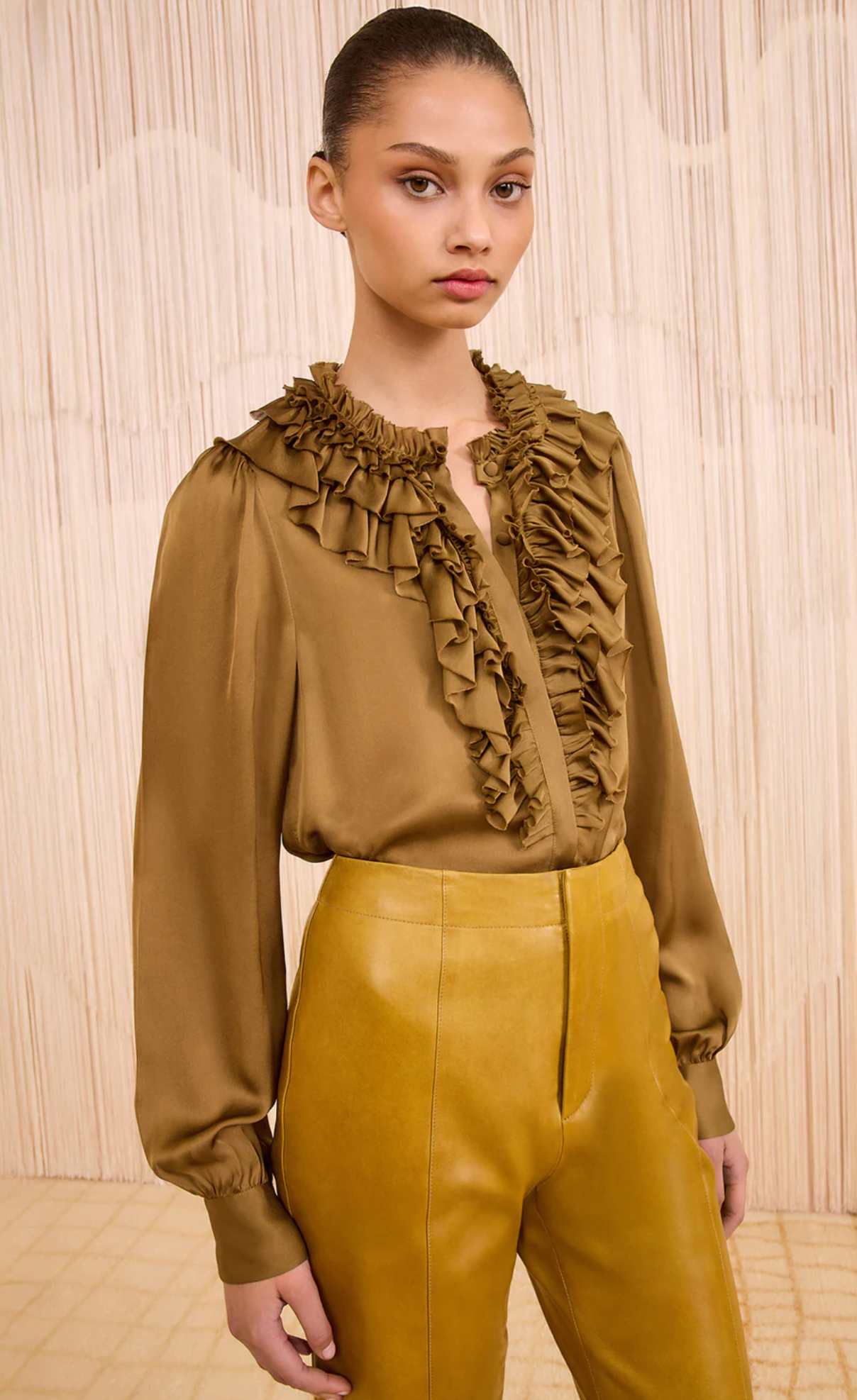 Ulla Johnson Rouen Silk Ruffle Front Blouse