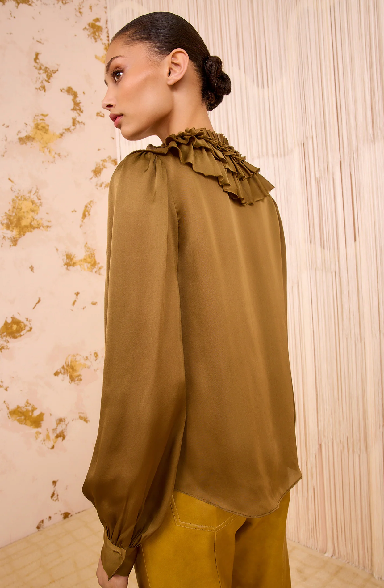 Ulla Johnson Rouen Silk Ruffle Front Blouse