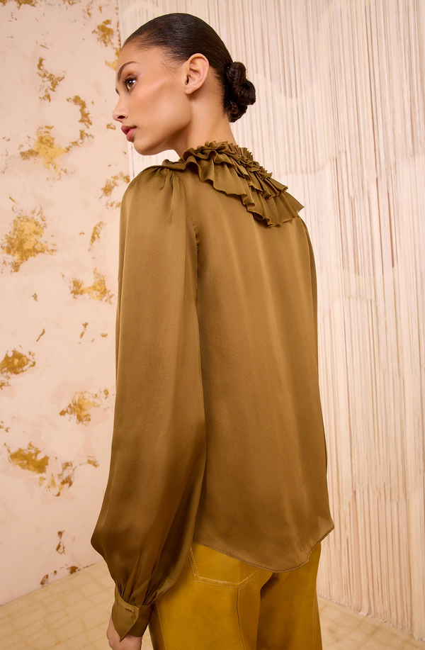 Ulla Johnson Rouen Silk Ruffle Front Blouse