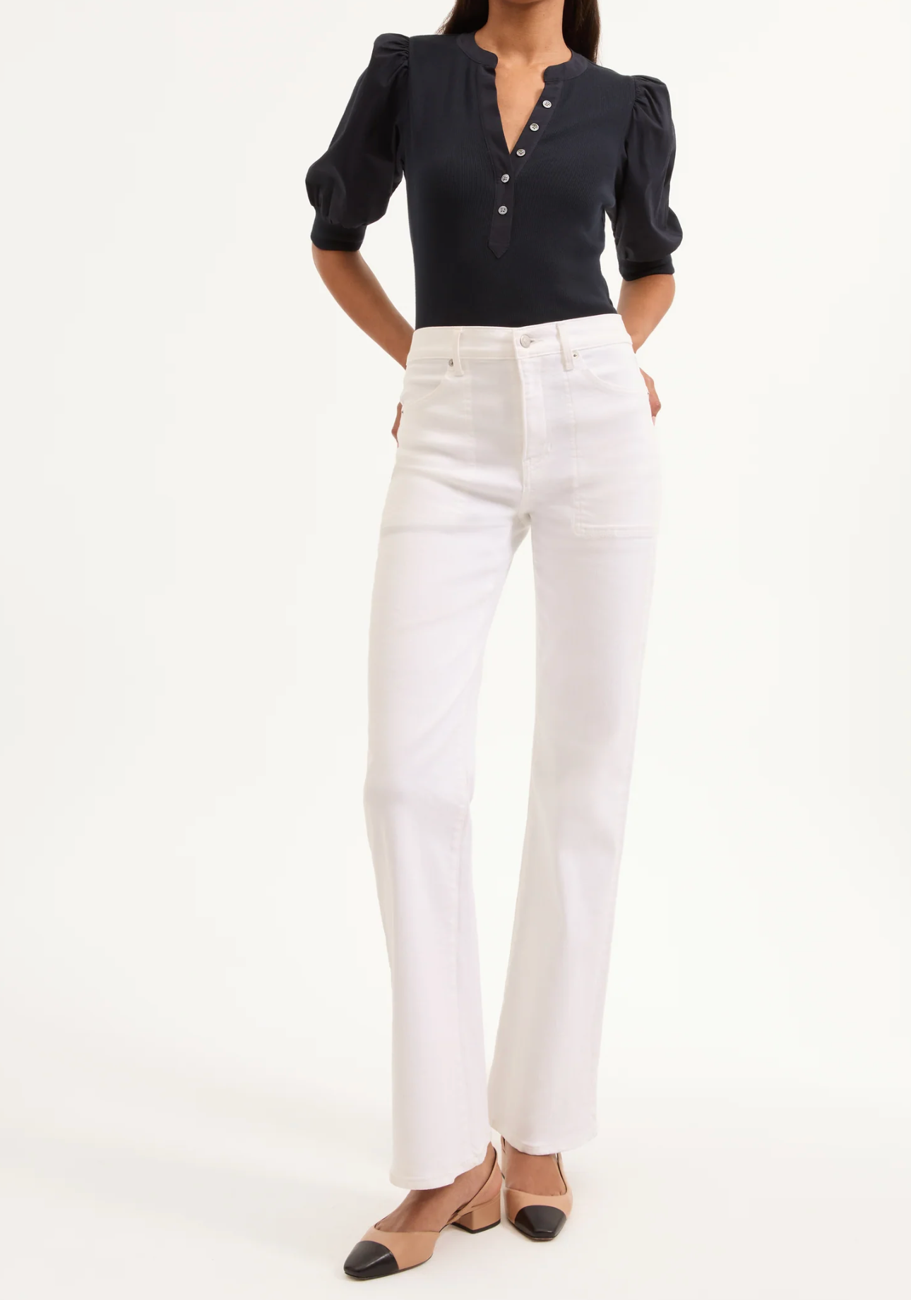Veronica Beard Crosbie Wide Leg with Patch Pocket