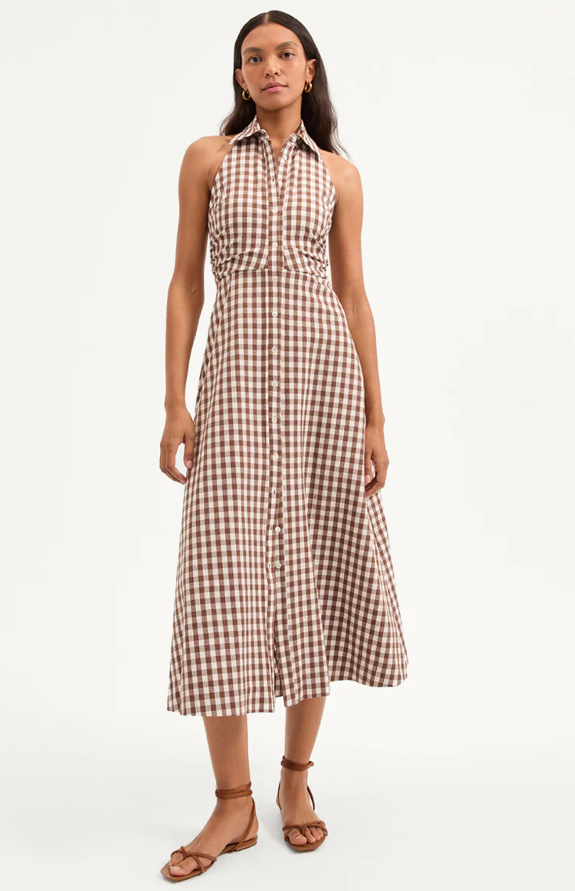 Veronica Beard Mackey Gingham Halter Dress