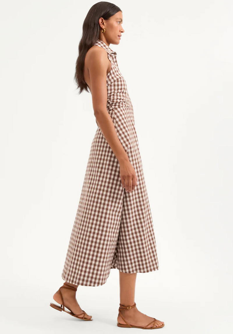 Veronica Beard Mackey Gingham Halter Dress