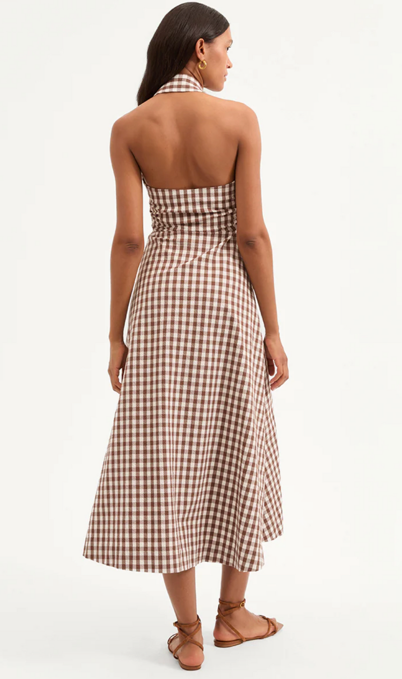 Veronica Beard Mackey Gingham Halter Dress