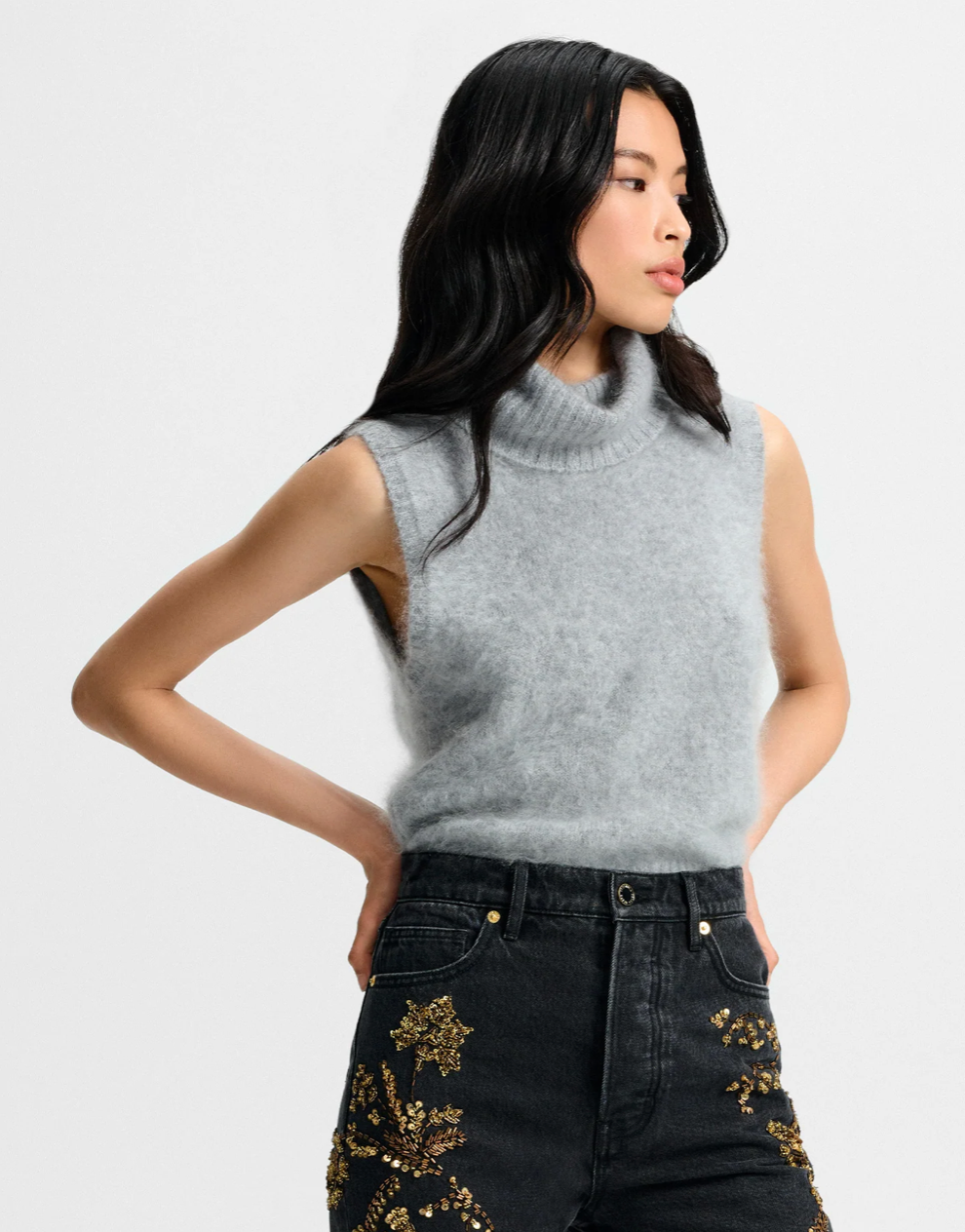 Veronica Beard Mazzy Brushed Cashmere Shell