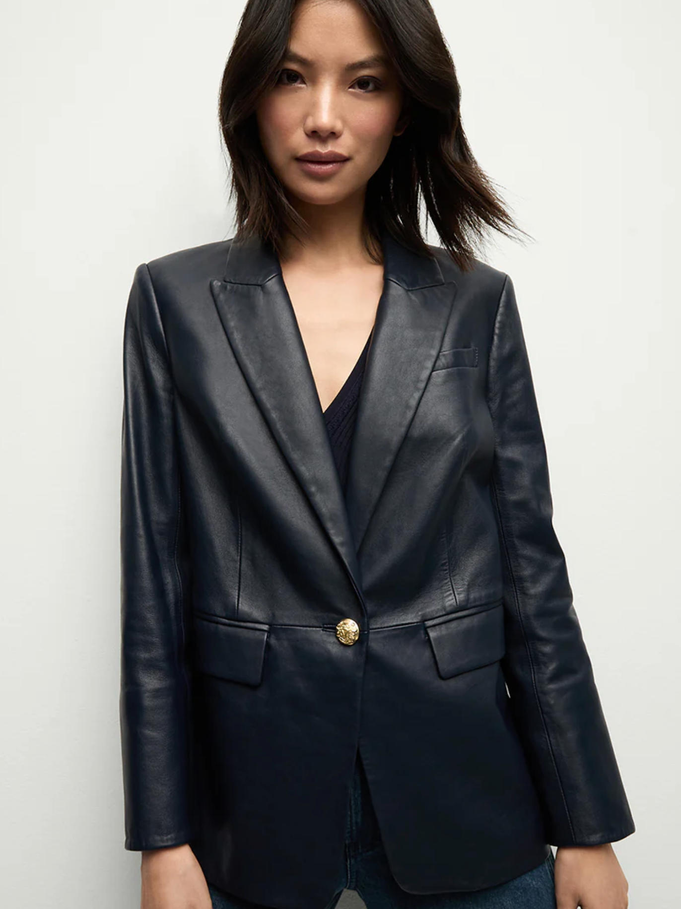 Veronica Beard Vega Leather Dickey Jacket