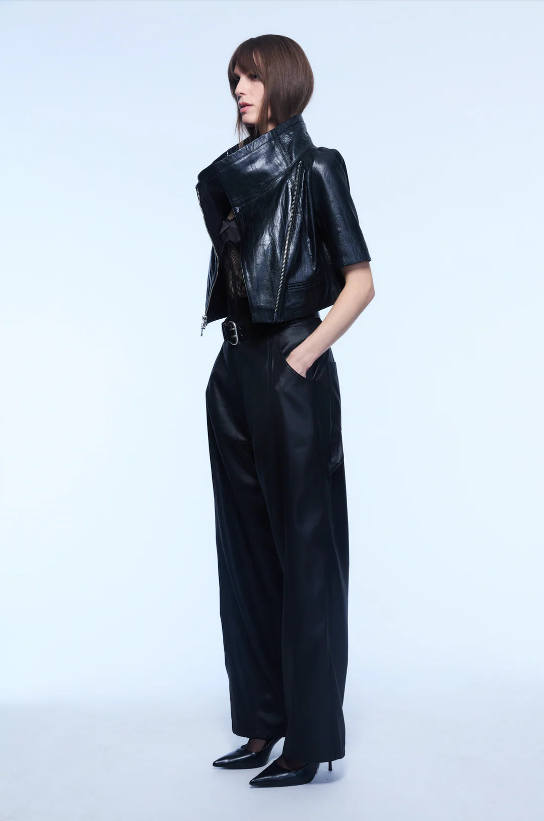 Yigal Azrouel Cropped Leather Jacket