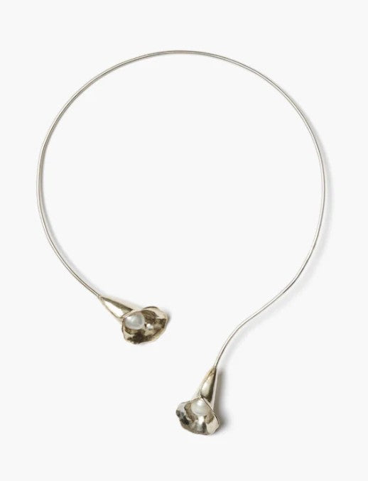 Chan Luu Calla Lily Collar Silver Necklace