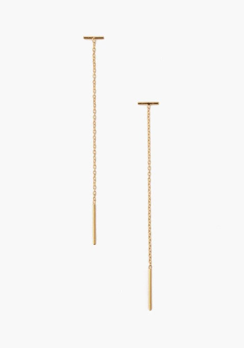 Chan Luu Gold Bar Chain Thread Earrings