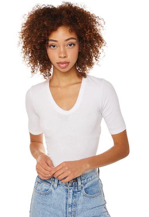 Enza Costa Half Sleeve U Neck Tee