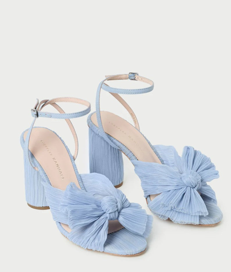 Loeffler Randall Camellia Blue Pleated Bow Heel