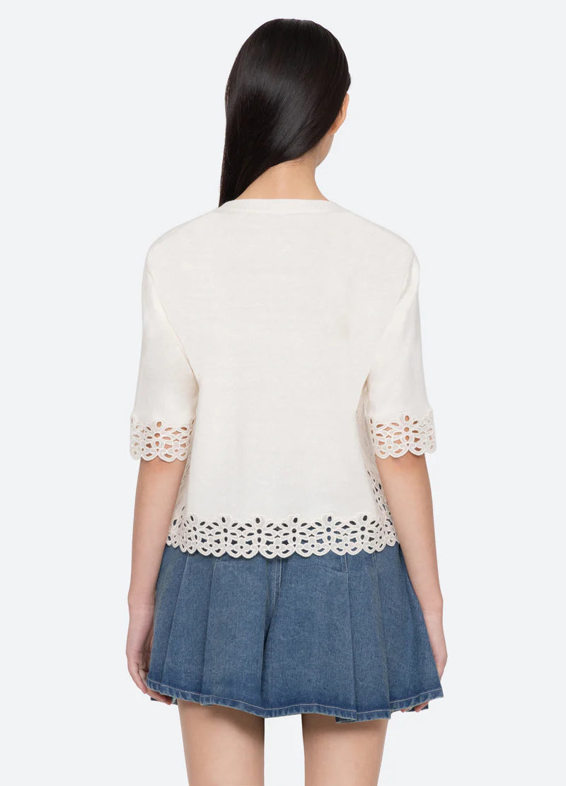 Sea Leila Eyelet Short Sleeve Sweater