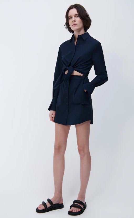 Simkhai Colbi Cotton Poplin Mini Shirt Dress