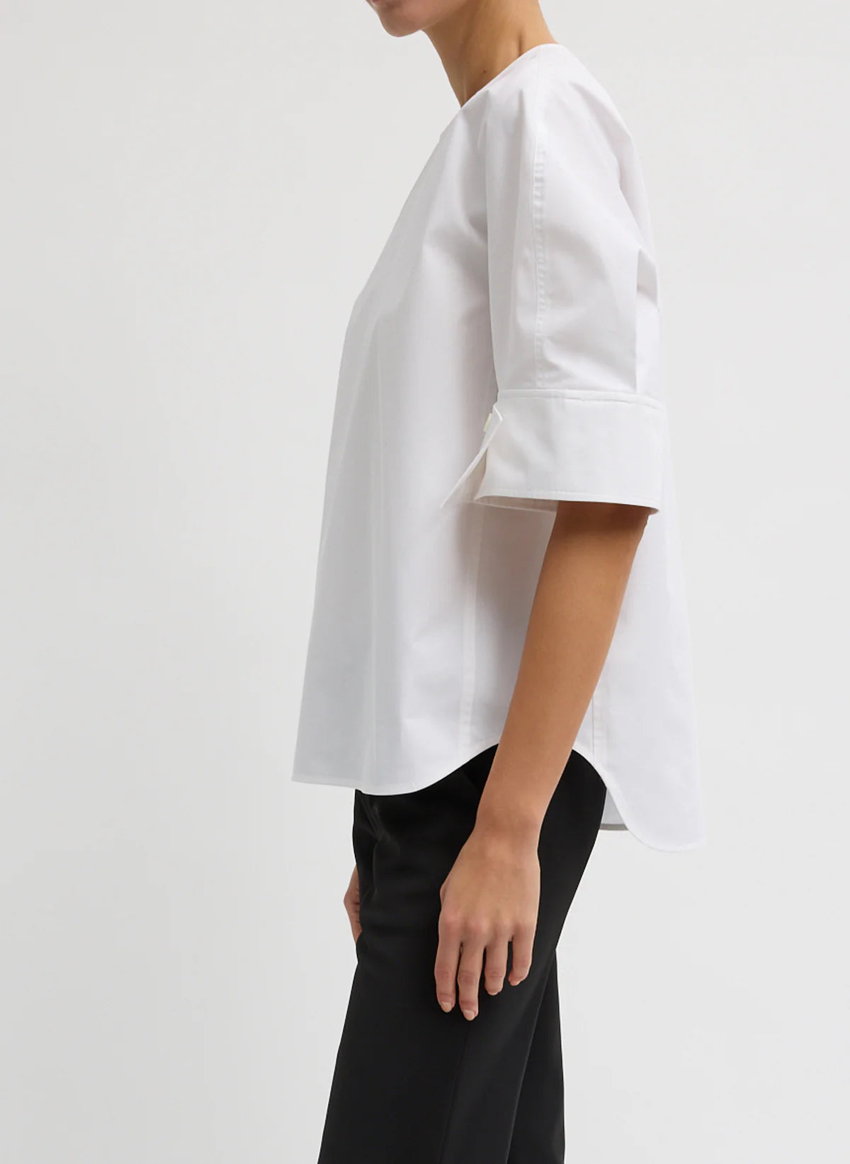 Tibi Eco Poplin Reverse Sleeve Top