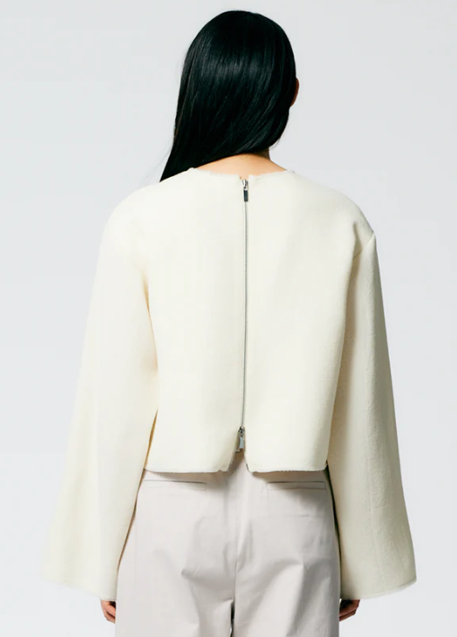 Tibi Melee Crepe LS Cropped Top