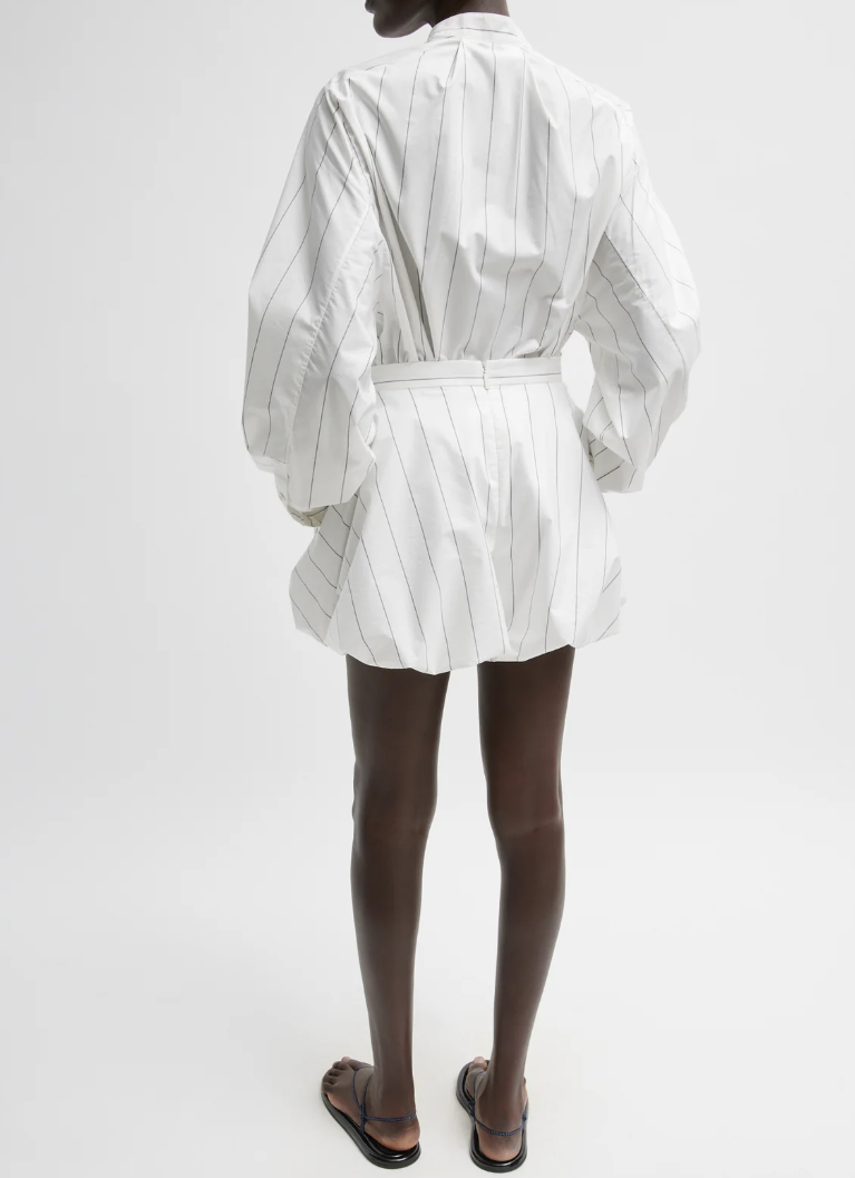 Tibi Striped Tech Poplin Bubble Short