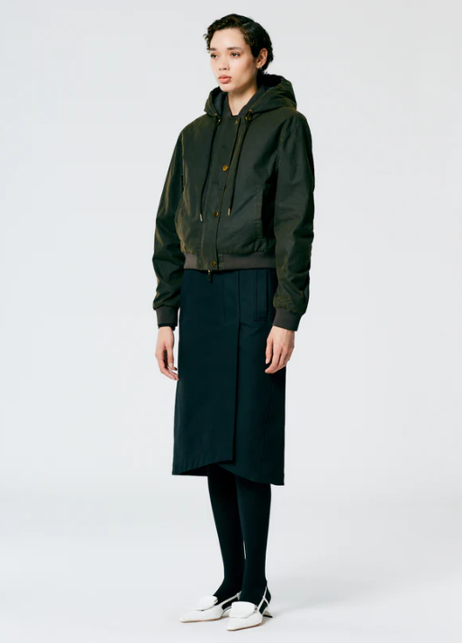 Tibi Waxed Cotton Bomber w/ Removable Hood