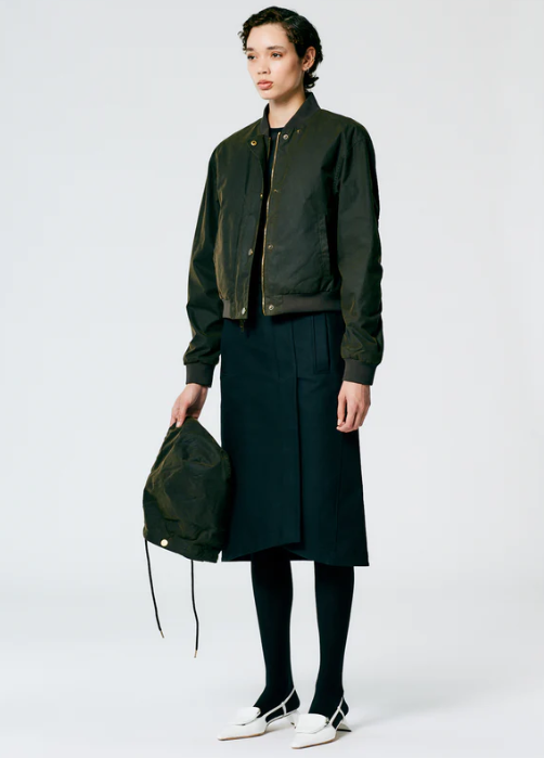Tibi Waxed Cotton Bomber w/ Removable Hood
