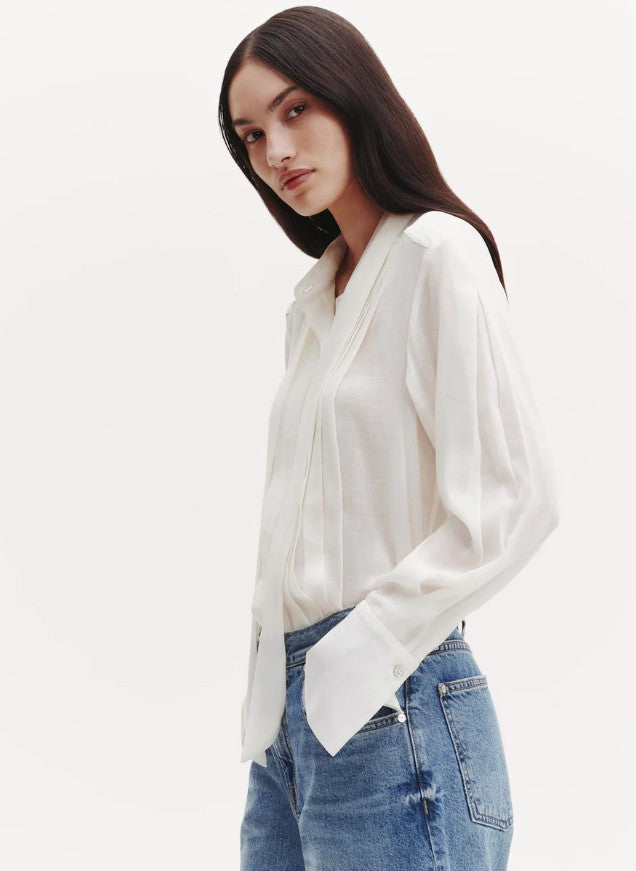 TWP Patti Top with Pleats and Tie