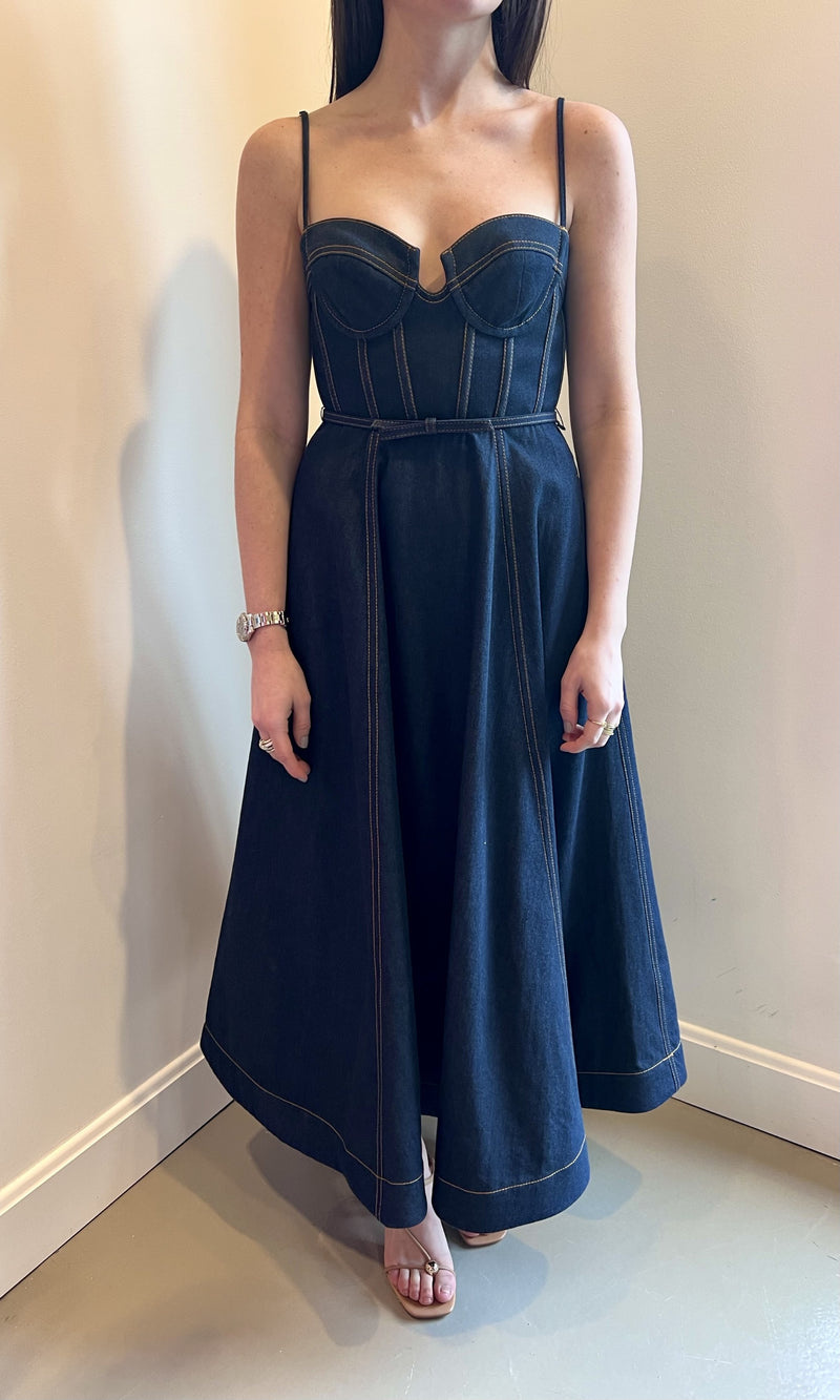 Zimmermann Crush Denim Corset Dress