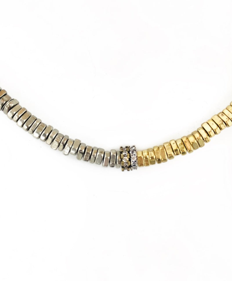 Shalla Wista Mied Metal Heshi 13" Choker Necklace