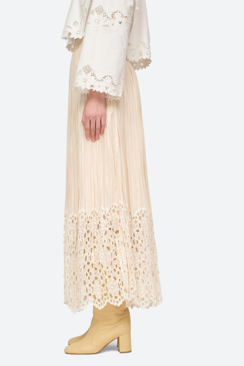 Sea Elise Pleat Eyelet Skirt