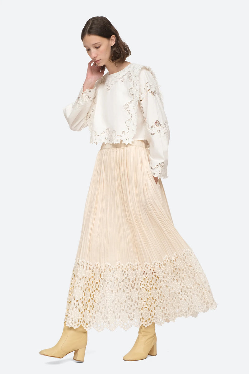 Sea Elise Pleat Eyelet Skirt