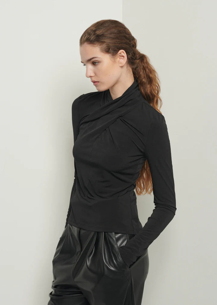Derek Lam 10 Crosby Krini Long Sleeve Twist-Neck Top