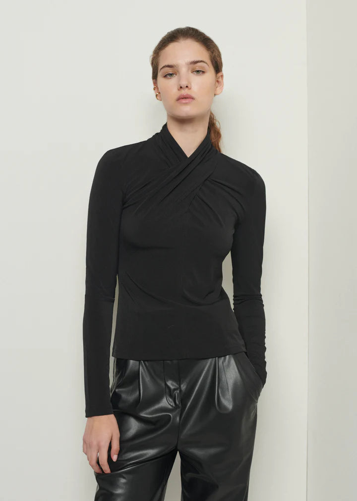 Derek Lam 10 Crosby Krini Long Sleeve Twist-Neck Top