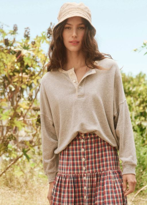 The Great The Quilt Edge Henley Sweatshirt