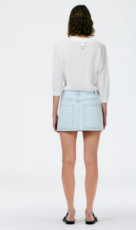 Tibi Bleached Denim Mini Skirt